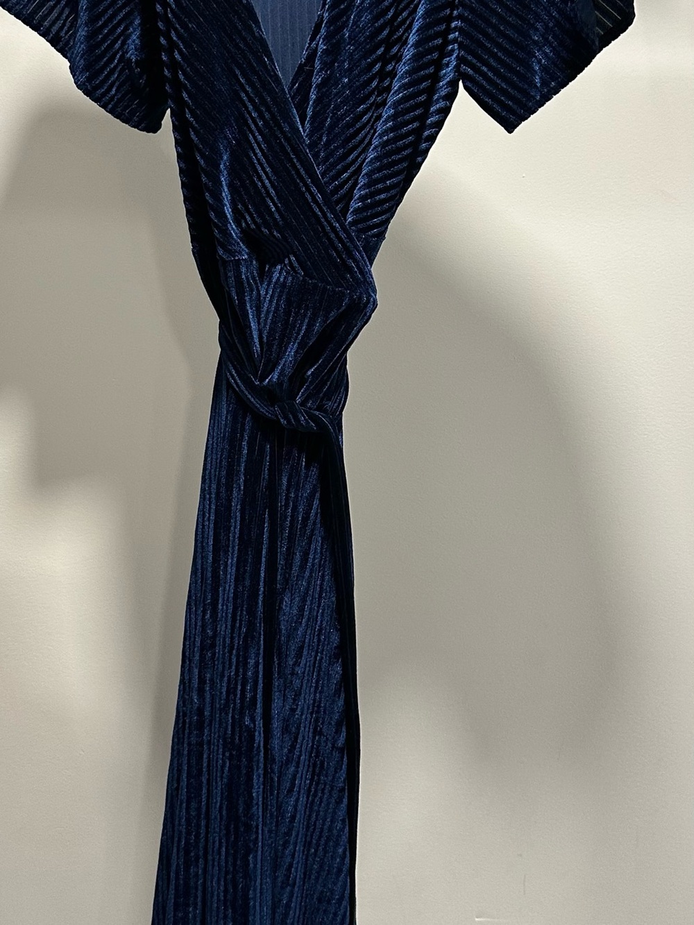 Baltic Born Navy Blue Velvet Wrap Maxi Dress